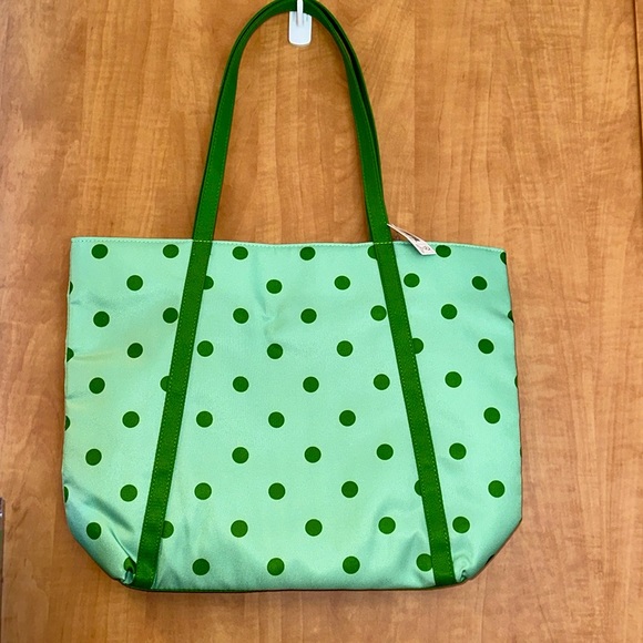 Kate Spade Clinique Tote Green w/ Green Polka Dots.  NWT - Picture 3 of 4